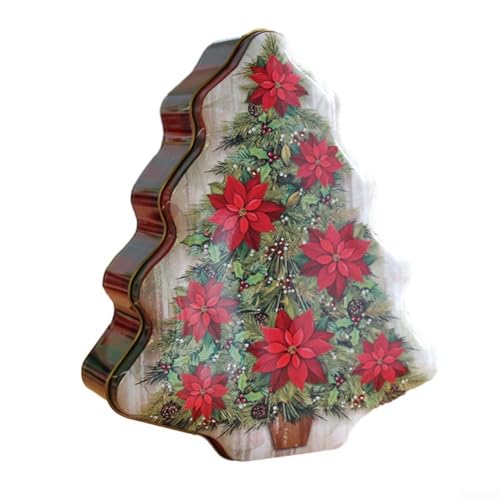 Weihnachtsbaum-Süßigkeiten-Aufbewahrungsbox, Eisen-Zinn-Behälter für Feiertagsleckereien, geeignet für Partys und saisonale Dekoration (C) von AugustknowU