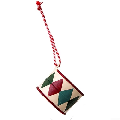 Weihnachtsdekoration aus Eisen zum Aufhängen, mit Weihnachtsmann-Briefkasten und dekorativen Geschenkbox-Elementen (Gong und Trommel, 20 g) von AugustknowU