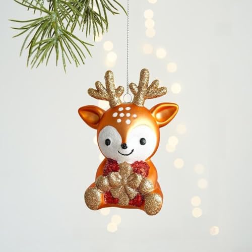 Weihnachtsdekorationsset mit Schneeflocken- und Hirschmotiven, entworfen zum Aufhängen von Bäumen und zur Verbesserung der Urlaubsatmosphäre im Innenbereich (sitzender Hirsch) von AugustknowU