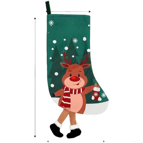Weihnachtsstrumpf-Dekorationen für den Urlaub hängen am Baum aus Stoff mit Weihnachtsmann Schneemänner Rentier festliches Muster geeignet für saisonale Dekoration (Elch) von AugustknowU