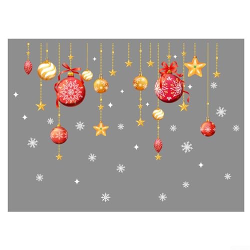 Winterurlaub Fensteraufkleber mit Weihnachtskugeln und Schneeflocken, PVC-Material für festliche Innendekoration von AugustknowU