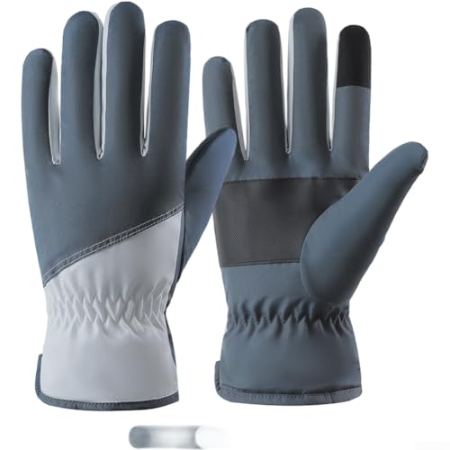 WoFor Men Winter-Thermo-Skihandschuhe mit Touchscreen-Kompatibilität, wasserabweisend, winddicht Stoff und rutschfester Silikon-Handflächengriff für Outdoor-Sportarten (blau) von AugustknowU