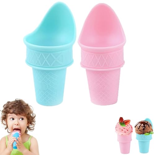Auiremrti 2 Stück Eisportionierer Set - Fackelförmiger Eislöffel, Ice Cream Scoop, Eiskugelportionierer, Eislöffel Plastik, Eiskelle, Rosa und Blau von Auiremrti
