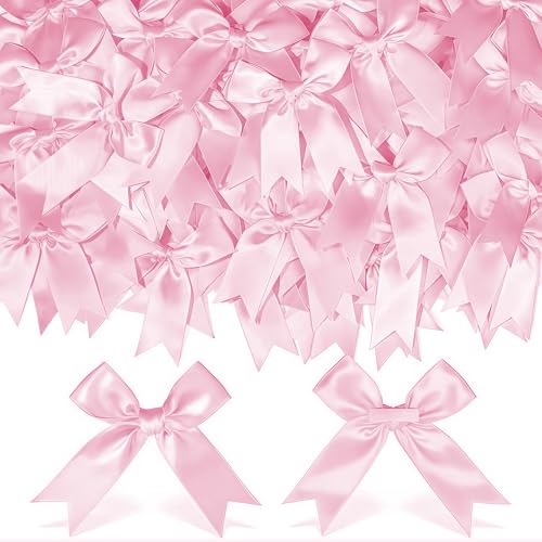 Auiremrti 30 Stück Rosa Schleifen,Selbstklebende Rosa Satinschleifen zum Basteln,Babyrosa Schleife mit Doppelseitigem Klebeband,Verpacken von Geschenken,Hochzeitsdeko von Auiremrti