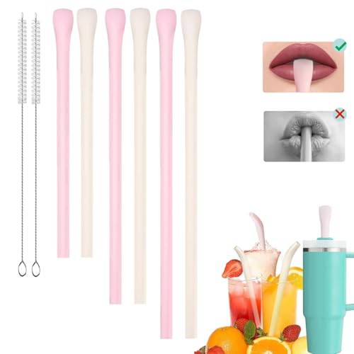 Auiremrti Anti-Falten-Strohhalme, 6er-Set – Strohhalm zur Vorbeugung von Lippenfalten, Wiederverwendbare Strohhalme, kompatibel mit Stanley-Bechern mit 40 oz und 30 oz von Auiremrti