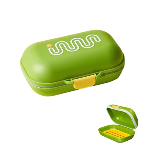 Auiremrti Grün Seifenschale Mit Deckel,Doppelstöckige wasserdichte Seifendose,Seifenbox Mit Ablauf,Ideal Für Reise und Festes Shampoo,Seifenhalter Mit Aufbewahrung von Auiremrti