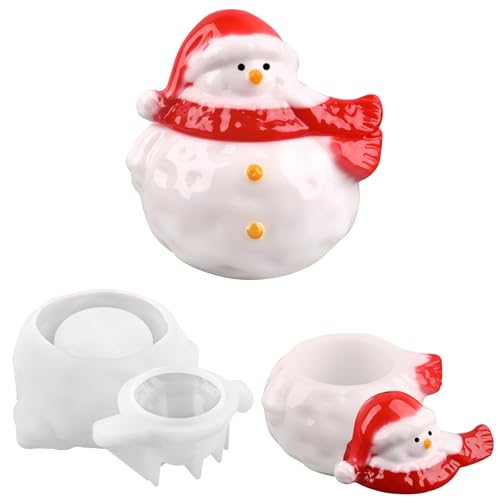 Auiremrti Schneemann Dose Silikon Epoxidharz Formen,Weihnachten Silikonform,Wiederverwendbare Gießform Für Harz,Gießformen Silikon Weihnachten,DIY-Harzbastelgeschenke von Auiremrti
