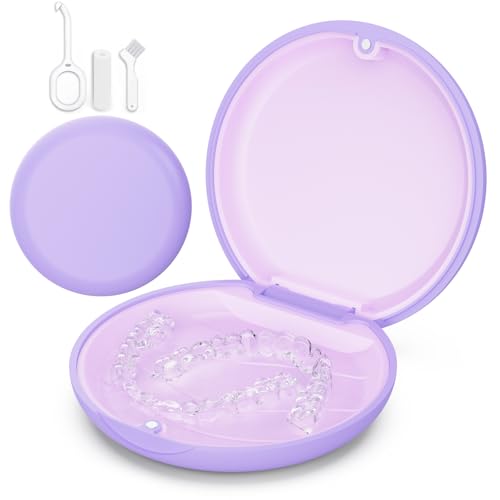 Auiremrti Zahnspangendose-4 Teiliges Set Mit Silikon-Zahnbox,Zahnspangenentferner,Bürste Und Beißhilfe-Zahnschiene Box Für Zahnprothesen Aufbissschienen von Auiremrti