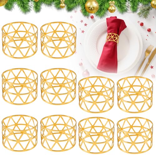12 Stück Serviettenringe Gold, Metall Vintage Serviettenschnalle Wiederverwendbar Aushöhlen Napkin Rings Tischdekoration für Hochzeitsfeier Abendessen Jubiläum Tischdekoration Weihnachten von Auirshiky