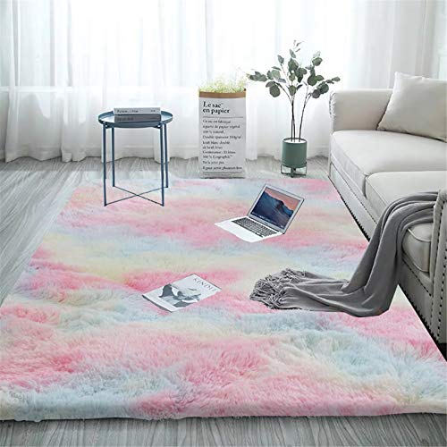 Aujelly Soft Area Hochflor-Teppich für Schlafzimmer, flauschig, Mehrfarbig, Regenbogen, Batik-Motiv, 120 x 200 cm Aujelly Soft Area Hochflor-Teppich für Schlafzimmer, flauschig, Mehrfarbig, Regenbogen, Batik-Motiv, 120 x 200 cm von Aujelly