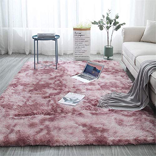 Aujelly Soft Area Rug Schlafzimmer Shaggy Teppich Zottige Teppiche Flauschige Bunte Batik-Teppiche Carpet Neu Rosa 120 x 160 cm von Aujelly