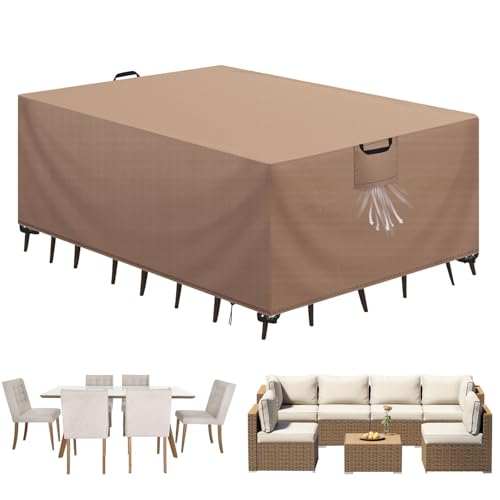 Aujink Abdeckung Gartenmöbel Winterfest, Wasserdichte Schutzhülle Gartenmöbel 420D Oxford Anti-UV Abdeckplane für Gartentische Terrassenmöbel Regenschutz und Staubfest Abdeckhaube Khaki 270x180x90cm Aujink Abdeckung Gartenmöbel Winterfest, Wasserdichte Schutzhülle Gartenmöbel 420D Oxford Anti-UV Abdeckplane für Gartentische Terrassenmöbel Regenschutz und Staubfest Abdeckhaube Khaki 270x180x90cm von Aujink