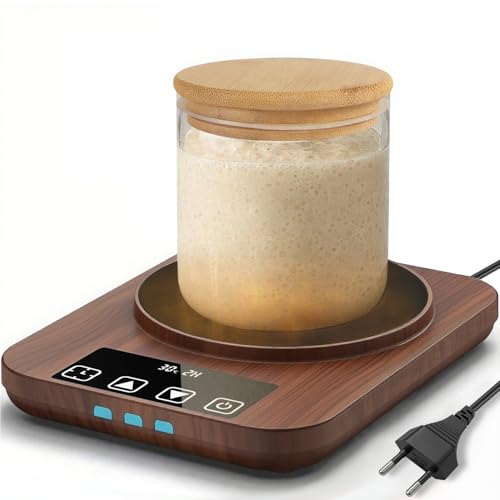 Aukimo Sauerteigstarterwärmer, Wärmeplatte Präzise 1℃ Thermostat (21-38℃), 12H Timer, Automatische Ein/Aus-Funktion mit Speicher, Wärmegerät Ideal für Brotbacken & Fermentation von Aukimo