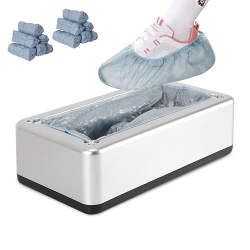 Aukivon Automatischer Schuhüberzieherspender, mit 200 grauen Schuhüberzügen, Einwegschuhe, rutschfest, passend für Größen bis zu 6,5–11 US Herren/5–8,5 US Damen, Schuhüberzugsmaschine für Innenbereich von Aukivon