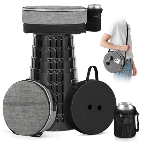 Aukivon Verbesserter faltbarer Hocker mit Tragkraft 272 kg, stabiler Klapphocker mit Dreifachschieber, tragbarer Campingstuhl, 3-in-1-Tragetasche, einziehbarer Teleskopsitz für Reisen, Wandern Aukivon Verbesserter faltbarer Hocker mit Tragkraft 272 kg, stabiler Klapphocker mit Dreifachschieber, tragbarer Campingstuhl, 3-in-1-Tragetasche, einziehbarer Teleskopsitz für Reisen, Wandern von Aukivon