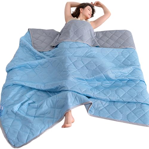 Aukojoy kühlende Decke,Ice Silk Cooling Blanket,Summer Air Conditioning Duvet,Dünne Einfarbige Kühlfasern doppelseitige Selbstkühlende Decke,Sommerkühldecken,dünne sommerdecke von Aukojoy