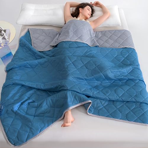 Aukojoy kühlende Decke,Ice Silk Cooling Blanket,Summer Air Conditioning Duvet,Dünne Einfarbige Kühlfasern doppelseitige Selbstkühlende Decke,Sommerkühldecken,dünne sommerdecke von Aukojoy