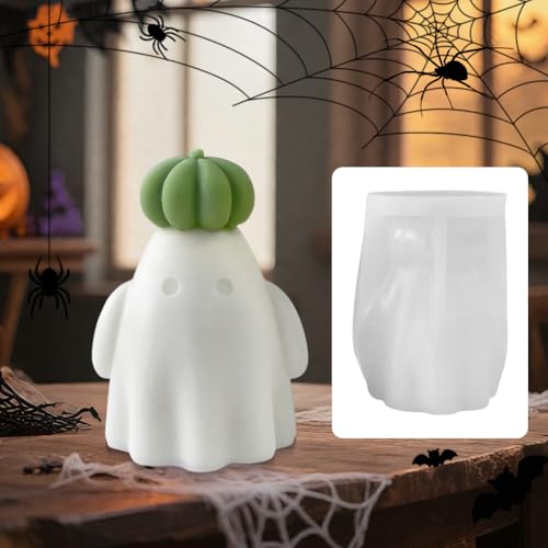 Halloween Geisterkerzenform DIY K ürbisgeist Dekorationen Silikonform Harzform für Epoxidharzkerzen und Seifen Halloween Deko von Aukojoy