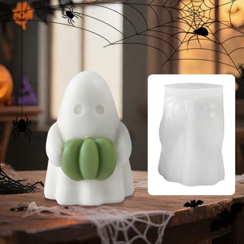 Halloween Geisterkerzenform DIY K ürbisgeist Dekorationen Silikonform Harzform für Epoxidharzkerzen und Seifen Halloween Deko von Aukojoy