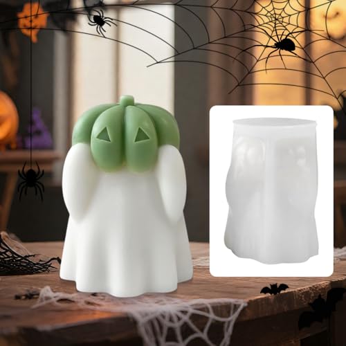 Halloween Geisterkerzenform DIY K ürbisgeist Dekorationen Silikonform Harzform für Epoxidharzkerzen und Seifen Halloween Deko von Aukojoy