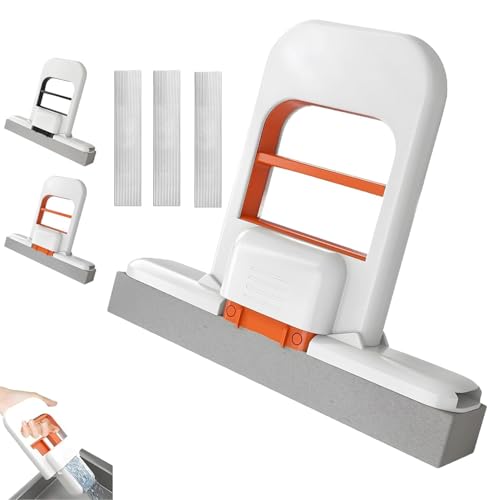 Mini Foldable Desktop Mop,Faltbarer Tischwischer, selbstauswringender Schwammmopp, Tischmopp platzsparende Handfreie Reinigung, für Küche, Bad & Glasflächen, (1pcs Orange) von Aukojoy