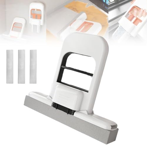 Mini Foldable Desktop Mop,Faltbarer Tischwischer, selbstauswringender Schwammmopp, Tischmopp platzsparende Handfreie Reinigung, für Küche, Bad & Glasflächen, (1pcs Schwarz) von Aukojoy