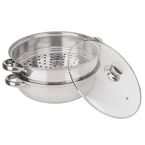 Aukson 2-Lagen-Dampfgarer, 27 cm Edelstahl-Kochgeschirrkocher Doppelkochersuppe Dampfgarer für Glasherd und Induktionsherd Aukson 2-Lagen-Dampfgarer, 27 cm Edelstahl-Kochgeschirrkocher Doppelkochersuppe Dampfgarer für Glasherd und Induktionsherd von Aukson