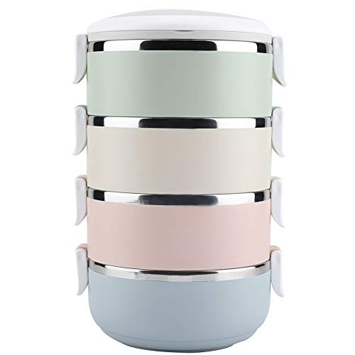 Aukson Thermal Lunch Box, tragbarer Thermal Lunch Box Behälter Edelstahl Box Lebensmittelbehälter zum Putten(4 layers 2800ml) von Aukson