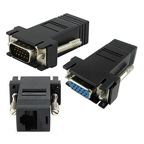 Aukson J13 VGA Extender Adapter auf LAN CAT5 CAT6 RJ45 Netzwerkkabel, VGA Verlängerung über CAT5 Kabel, bis zu 1280x1024 Pixel bei 60Hz (2 Stück 1 weiblich und 1 männlich) von Aukson