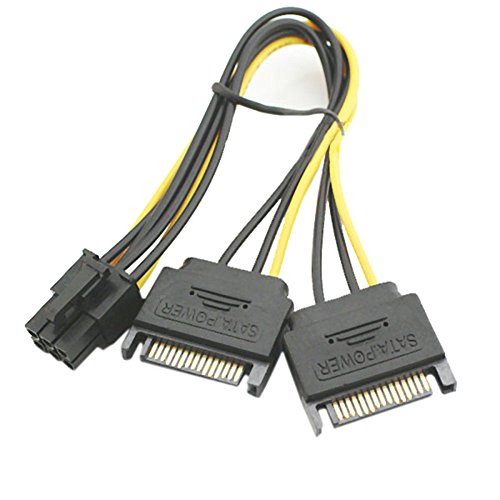 Aukson K31 2x SATA Power 15 Pin auf 6 Pin PCI Express (PCIe) Grafikkarte Stromkabel Adapter PCI Express SATA Stromkabel 6in Grafikkarten Buchse auf 2x 15 Pin SATA stecker von Aukson