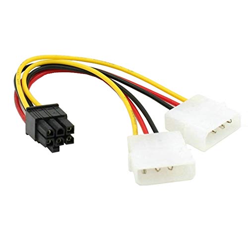 Aukson P32 6-Pin PCI-E Stecker auf 2x 4-Pin Molex Stromadapter Kabel, PCIe Stromkabel für Grafikkarte, Molex zu 6-Pin PCI Express Konvertierungskabel von Aukson
