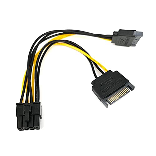 Aukson R37 SATA auf PCI-E Kabel, SATA 2X 15pin Stecker auf 8pin (6 + 2 PIN) PCI-Express Buchse Grafikkarte Video Card Power Adapter Kabel Y-Splitter Stromkabel für Grafikkarte ca.18cm von Aukson