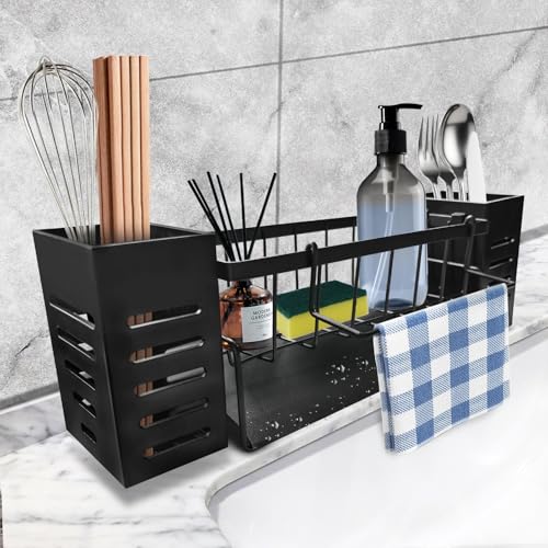 Küchenspüle Organizer aus Edelstahl, mit Handtuchhalter und Aufbewahrungsbox für Spülbürsten, Selbstentleerende Ablaufwanne Küchenspüle Organizer aus Edelstahl, mit Handtuchhalter und Aufbewahrungsbox für Spülbürsten, Selbstentleerende Ablaufwanne von Auktransceler