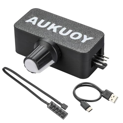 4 Pin 12V PWM-Lüfterregler mit USB-Stromkabel vom Typ C und 4 Pin 5-fach-PWM Lüfter-Splitter-Hub, Lüfterdrehzahlregler mit 15–18 W, 1,2–1,5 A Ausgang von Aukuoy