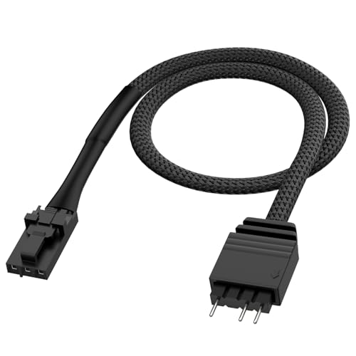 Aukuoy 4-poliger auf 3-poliger RGB-Adapter für Corsair RGB HUB, Lighting Node CORE, Commander Core & iCUE Commander Core XT – 29 cm geflochtenes Kabel von Aukuoy