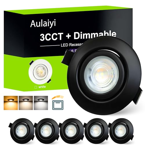 Aulaiyi LED Einbaustrahler 230V Dimmbar 68mm 5.5W IP44 LED Spots Ultra Flach Deckenspots 45° Schwenkbar Einbauleuchten Warmweiß Neutralweiß Kaltweiß Einbauspots für Bad Wohnzimmer, Schwarz 6er Set Aulaiyi LED Einbaustrahler 230V Dimmbar 68mm 5.5W IP44 LED Spots Ultra Flach Deckenspots 45° Schwenkbar Einbauleuchten Warmweiß Neutralweiß Kaltweiß Einbauspots für Bad Wohnzimmer, Schwarz 6er Set von Aulaiyi