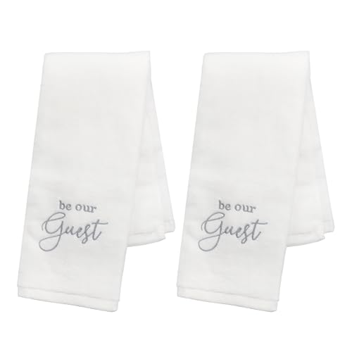 AuldHome Design Gästehandtücher (2 Stück, Weiß mit Grau); Monogrammierte Handtücher von AuldHome Design