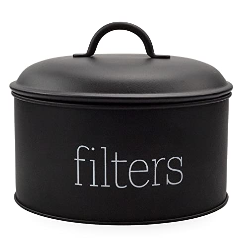 AuldHome Design Korb-Kaffeefilterhalter (schwarz), Emaille-Filter-Aufbewahrungsbehälter im modernen Bauernhaus-Emaille-Design von AuldHome Design