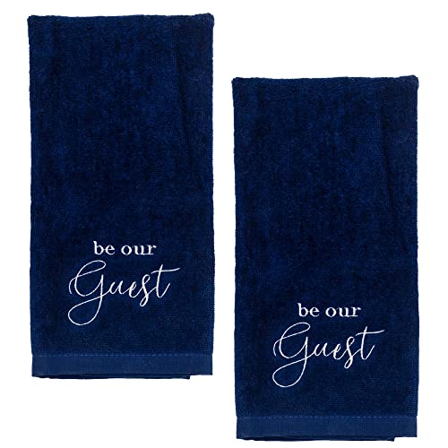 AuldHome Gästehandtücher (2 Stück, Blau); Be Our Guest Monogrammierte Handtücher von AuldHome Design