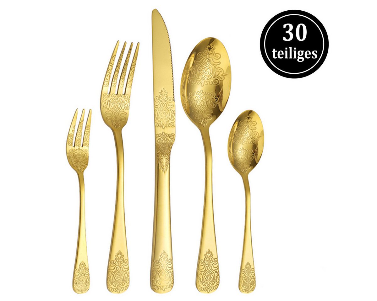 Auledio Besteck-Set 30-teiliges Besteckset, 6 Personen Edelstahl-Besteckset, (30-tlg), 6 Personen, Besteck-set geeignet für Familie, Restaurant und Partys von Auledio