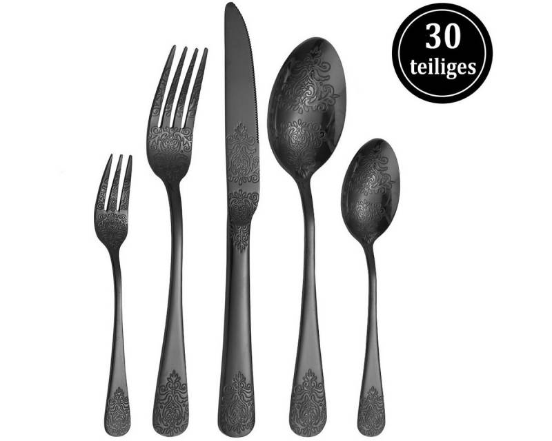 Auledio Besteck-Set 30-teiliges Besteckset, 6 Personen Edelstahl-Besteckset, (30-tlg), 6 Personen, Besteck-set geeignet für Familie, Restaurant und Partys von Auledio