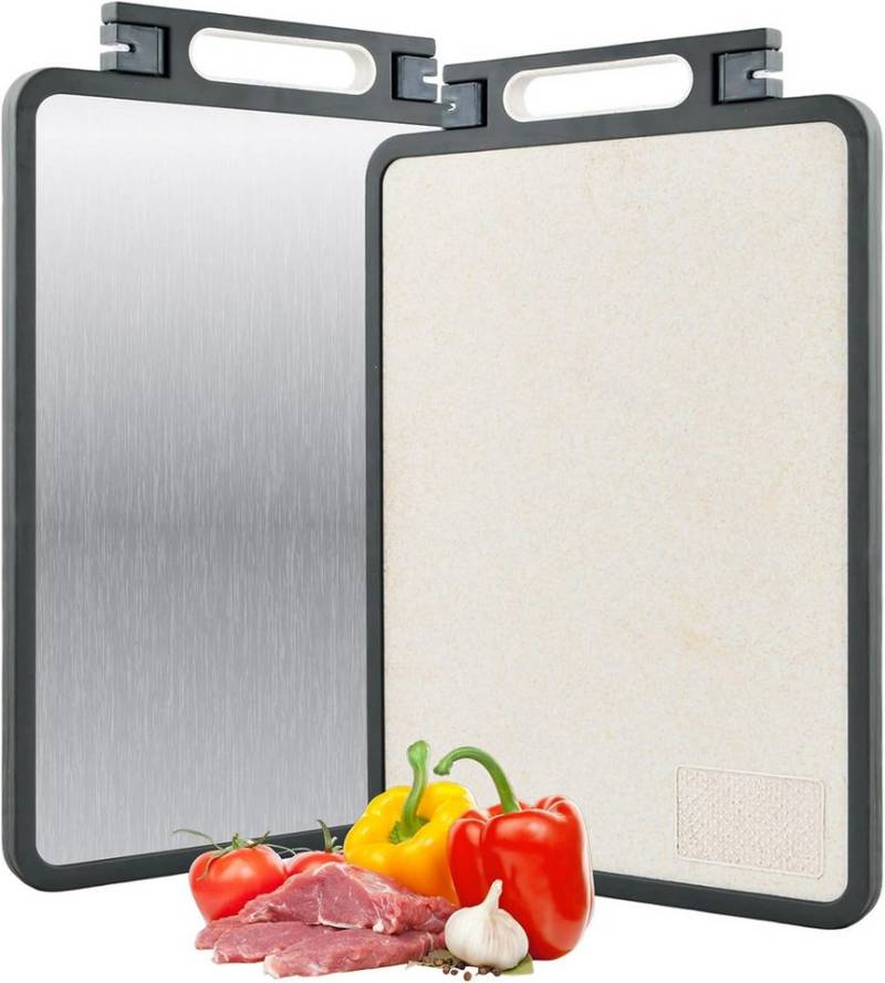 Auledio Schneidebrett 2 in 1 Doppelseitiges Edelstahl Schneidebrett Antibakterielles 45x31cm, Titanium Cutting Board Groß für Fleisch/Gemüse/Obst Auledio Schneidebrett 2 in 1 Doppelseitiges Edelstahl Schneidebrett Antibakterielles 45x31cm, Titanium Cutting Board Groß für Fleisch/Gemüse/Obst von Auledio