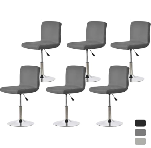 Auliuse 6PCS Bar Stool Slipcovers with Backrest Cover,Stretch Chair Cover,Stretch Removable Covers for Short Swivel Chair Dining Chair Bar Stool with Backrest (No Chairs),Dunkelgrau von Auliuse