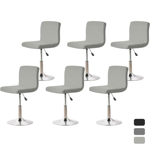 Auliuse 6PCS Bar Stool Slipcovers with Backrest Cover,Stretch Chair Cover,Stretch Removable Covers for Short Swivel Chair Dining Chair Bar Stool with Backrest (No Chairs),Hellgrau von Auliuse