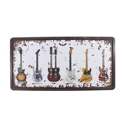 Aumei Wall Decor 6x12 Zoll Vintage-Gefühl rustikales Haus, Bad und Bar-Wand-Dekor-Auto-Träger-Kfz-Kennzeichen Souvenir Metall Blechschild Plaque (Gitarren-Himmel) von Aumei Wall Decor