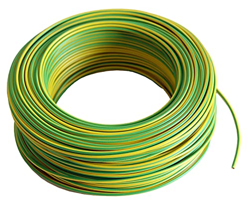 Aderleitung -Verdrahtungsleitung - Einzelader flexibel - PVC Leitung - H07 V-K 1,5 mm² - Farbe: gelb / grün10m/25m/50m/100 m frei wählbar (100 Meter) von Aumero - Haus & Garten