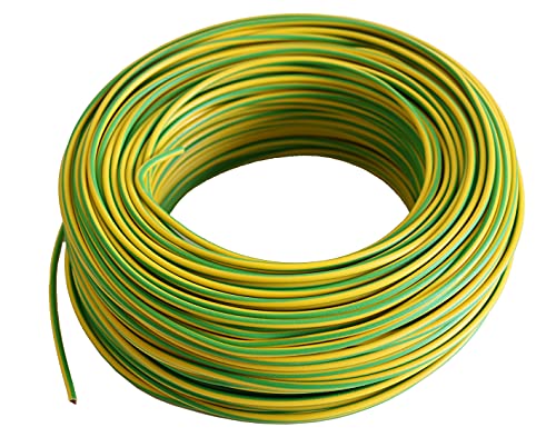 Aderleitung -Verdrahtungsleitung - Einzelader flexibel - PVC Leitung - H07 V-K 2,5 mm² - Farbe: gelb / grün 10m/25m/50m/100 m frei wählbar (25 Meter) von Aumero - Haus & Garten