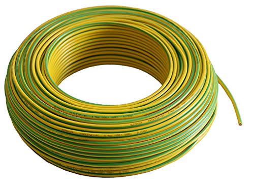 Aderleitung -Verdrahtungsleitung - Erdungskabel - Einzelader flexibel - PVC Leitung - H07 V-K 6 mm² - Farbe: gelb / grün 5m/10m/20m/25m/30m/50m/100 m frei wählbar (100 Meter) von Aumero - Haus & Garten