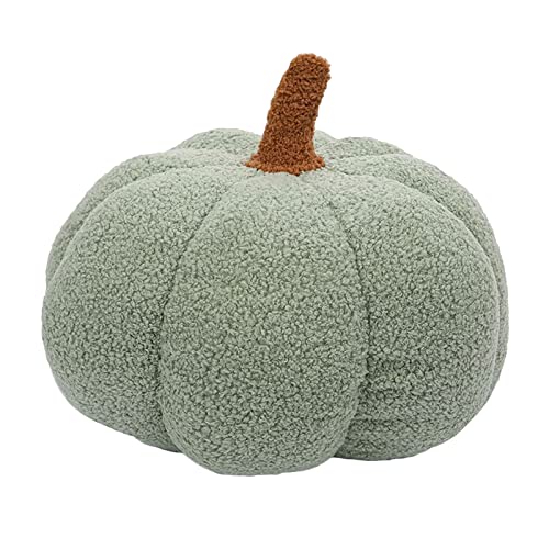 Aunaeyw Kürbis Wurfkissen Super Flauschiger Plüschkürbis Plüschtier Halloween Kürbis Dekokissen Kissen Heimdekoration Halloween Party Favors (13.8 inch, Grey Green) von Aunaeyw