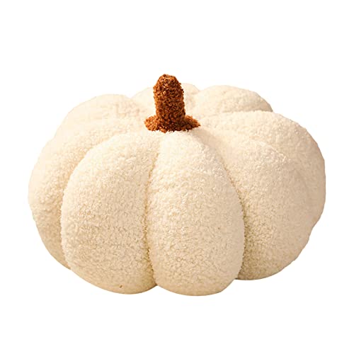 Aunaeyw Kürbis-Wurfkissen gefülltes flauschiges Plüschtier 2022 Halloween-Kürbis dekoratives Kissen Kissen Heimdekoration Partygeschenke (Beige, 35 cm) von Aunaeyw